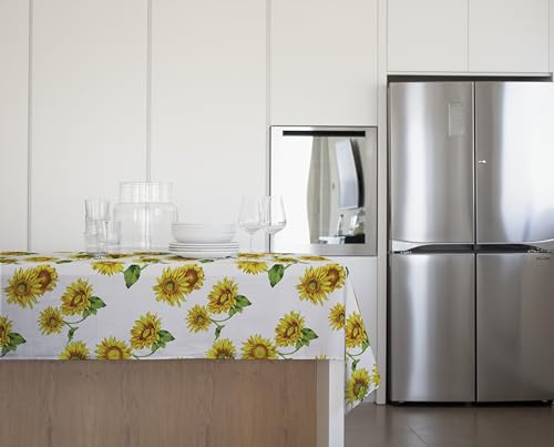 GEMITEX Mantel Tradition, Afelpado Encerado Impermeable y Antimanchas, decoración 4130 Girasoles Toscana, Ideal para mesas cuadradas y Redondas de 4 Personas, 140 x 140 cm, Fabricado en Italia,