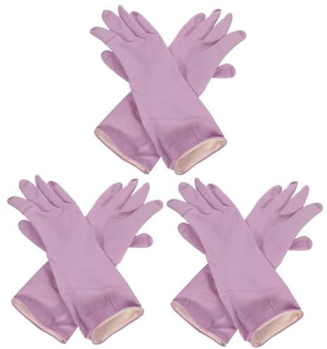 COLLBATH 3pairs Latex Dishwashing Gloves of Kitchen Cleaning Gloves Extra Housework Comfortable Smooth for Washing Dishes Laundry and Car Cleaning