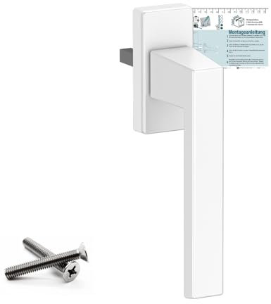 VOOXA Exklusiv Aluminium Fenstergriff | Weiß RAL9016 (35mm) | für Fenster, Terrassen-/Balkontüren aus Holz, Kunststoff oder Aluminium | Kipp-Funktion | ergonomische, angenehme Haptik