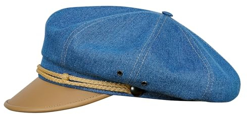 Sterkowski Harley Schirmmütze |100% Baumwolle Denim Schiebermütze für Herren und Frauen | Schiebermütze Herren Schirmmütze Herren Gatsby Herren Schaffner Mütze Ballonmütze Herren Hellblau 59