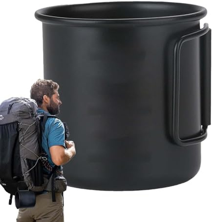 Kaffekoppar i metall, campingmugg, campingmugg i metall, campingkaffekopp med fällbart handtag, ryggsäck-köksredskap matbehållare för vattenkaffe inomhus och utomhus