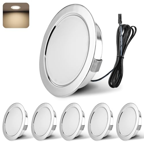 YindaLux 6 x LED infälld spotlight 12 V DC krom 3 W 4000 K dimbar hål 55–58 mm