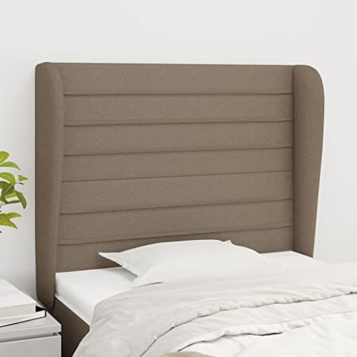 Sufrk Kopfteil mit Ohren Bett Kopfteil Kopfenden Bed Headboard Bettkopfteil Kopfteil Taupe 93x23x118/128 cm Stoff - 3118082