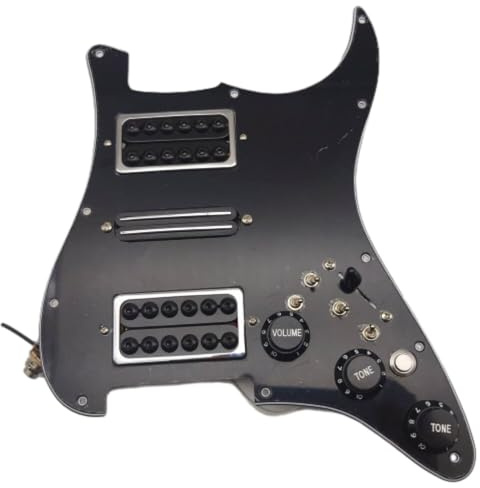 HSH Vorverdrahtetes Stratocaster-Pickguard-Set, Spule, Split, Humbucker-Tonabnehmer, geladener Stratocaster-Plektrumschutz, Ausgang, Stummschalter für Fender American/Mexican Stratocaster Style