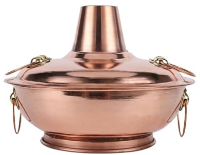 Fondue Olla Hot Pot Olla Caliente De Cobre Shabu Shabu Cazuela De Olla Caliente Vieja De Cobre Olla Caliente Al Aire Libre Olla Shabu Shabu Fondue Queso(32cm)
