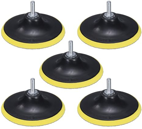 sourcing map 5 Inch Hook and Loop Sanding Disc Pads M10 Shank PP Drill Sanding Attachment, Sand Paper for Power Tools - Yellow + Black 5 Set 10pcs
