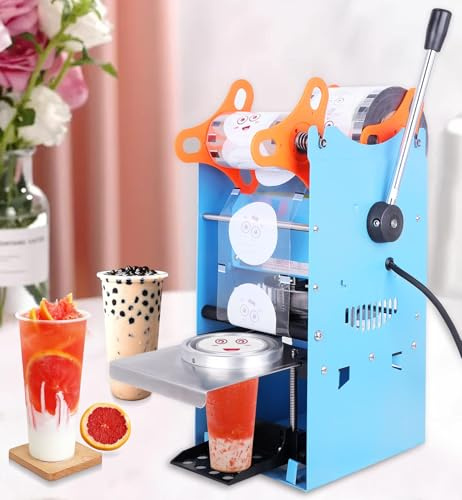 YJINGRUI Máquina Selladora de Vasos de Plástico y Papel Manual Selladora de Copas Comercial Adecuada para 90/95mm de Diámetro 0-180mm de Altura 220 V (Maquina de sellado)