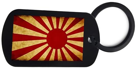 Lauthings Llavero de bandera con ilustración de sol naciente de Japón, llavero de bandera de ilustración de sol naciente de Japón, llavero de coche