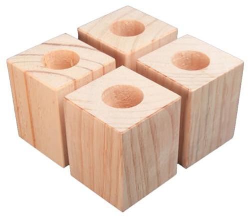 Rialzi per mobili in legno, confezione da 4, a forma di cubo, elevatori per letto e tavolo, supporta fino a 500 kg, diametro 7 cm, aumento di altezza di 5 cm, per uso domestico e ufficio