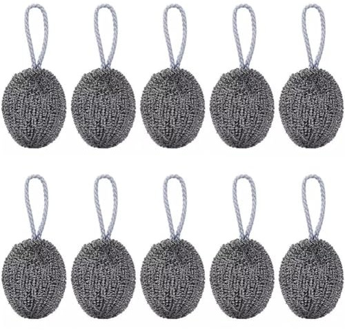 Ericetion 10pcs Steel Wool, Pot & Pan Scourers Heavy-duty Ball Steel Scrubbing Scouring Pad Stainless Steel Dishwashing Balls Kitchen Dish Cleaning Brush