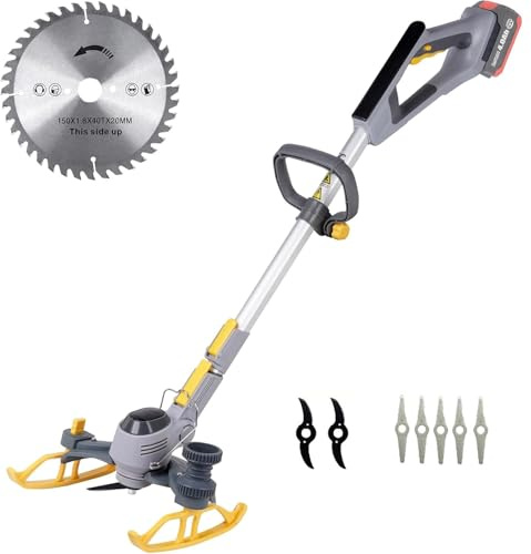 GAYAYAS Decespugliatore a Batteria, Tagliasiepi Elettrico Ricaricabile 3 in 1, Tagliaerba con Lame, Tagliabordi Leggero, per Prato e Giardino