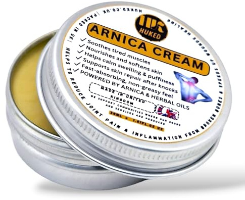 Huked® Arnica Balm 30g – Natural Body Comfort Balm with Newbouldia Laevis & Arnica, Shea Butter, Peppermint – Soothing Botanical Blend, Handmade in The UK No Chemicals, Natural & Vegan Fast Dispatch