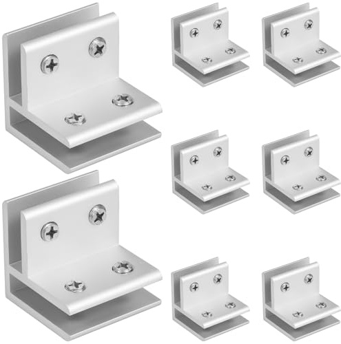 PEIZHIYC Set Da 8 Supporti In Vetro A 90 Gradi Per Vetro Spesso 4-8 Mm, Forte Capacità Di Carico Regolabile, Morsetto In Vetro A 90 Gradi, Per Recinzioni In Vetro Fai Da Te, Vetrine, Pannelli