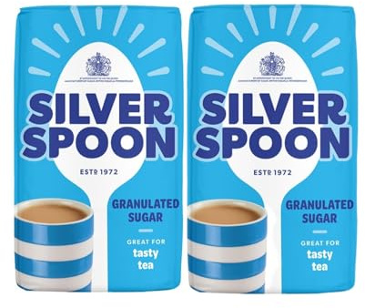 Silver Spoon Granulated Sugar – 1kg (Pack of 2)| 100% British Sugar Beet | Everyday Sweetener for Tea, Coffee, Baking & Cooking | Natural & Pure
