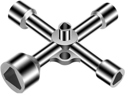 YUVKIN Llave Universal para Contenedores de Basura, Armarios, Multifuncional 4-Puntas, Triangular Contador, Ascensor, Cuadradillo, Aleación Zinc 4 en 1, Medidores Gas, Gabinetes (Plata)