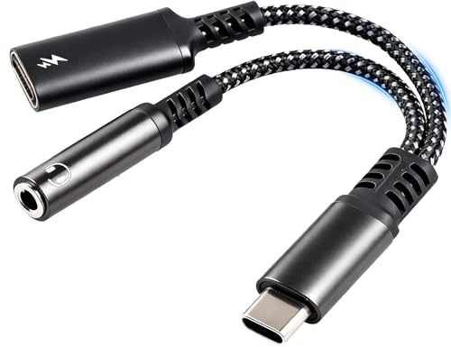 Adaptateur USB C Jack 3.5mm 2 en 1 Prise Type C vers AUX Jack avec Charge Rapid PD 60 W Câble Audio Compatible avec iPhone 16 15 Pro Max Huawei USW Samsung Ultra S24 S24+ Pixel Cable Aux Hi-Res