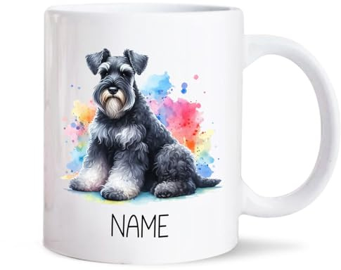 Taza Perro Schnauzer Gigante Acuarela Blancos Tazas Personalizada Taza De Cerámica Funny Coffee Mug Regalo Para Hogar Desayuno 330Ml