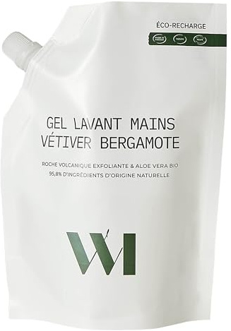 WHAT MATTERS Éco-Recharge Gel Lavant Mains Vétiver & Bergamote 500ml | Exfoliant aux micro-grains de perlite, formule vegan, testée dermatologiquement, compatible flacon verre, fabriqué en France