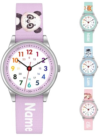 Cander Berlin Personalisierte Kinderarmbanduhr mit Name & Motiv | Analoge Lernuhr für Kinder | 32 mm Armbanduhr mit Stoffarmband & 3 ATM Wasserschutz