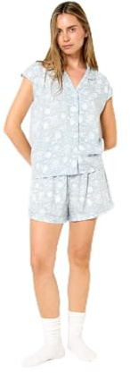 TRAMAS+ Pijama Mujer Verano Viscosa, Pijama Corto Manga Corta y Pantalón Corto, Ropa de Dormir Cómoda