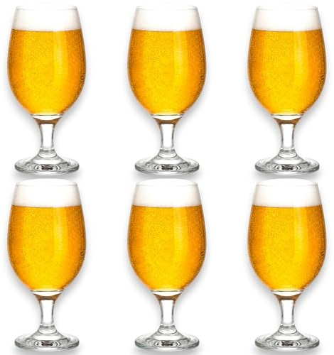 KORAT - Set 6 Bicchieri Birra in Vetro – Disponibili in 2 Varianti Belga 500 ML e Pilsner 680 ML – Calici Resistenti Lavabili in Lavastoviglie per Pub, Casa, Birreria (Belga - 500 ML - Ø 9x18 Cm)