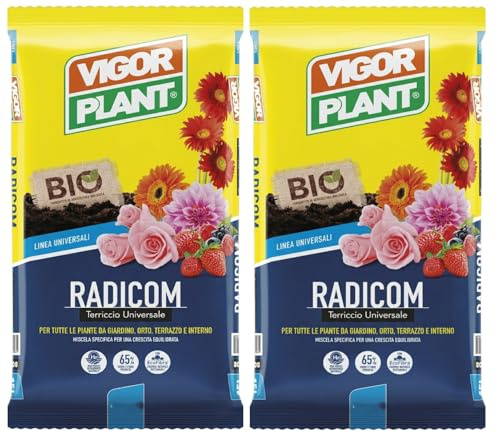 Terreau Universel Radicom 2 Paquets de 20 L (40 L Totali) | Terreau et substrat pour Plantes, Fleurs et Potager | Rempotage, Jardin et Balcon