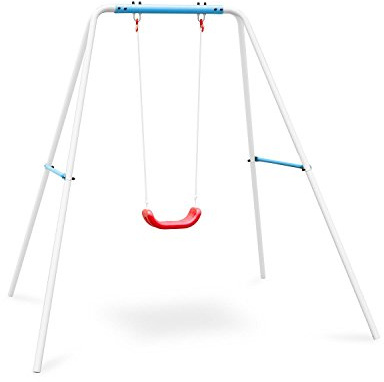 oneConcept Miri Kids Outdoor Swing Frame Garden Swing Barn Stabil Robust (Enstols, Upp till 45 kg, Robust Konstruktion) Blå