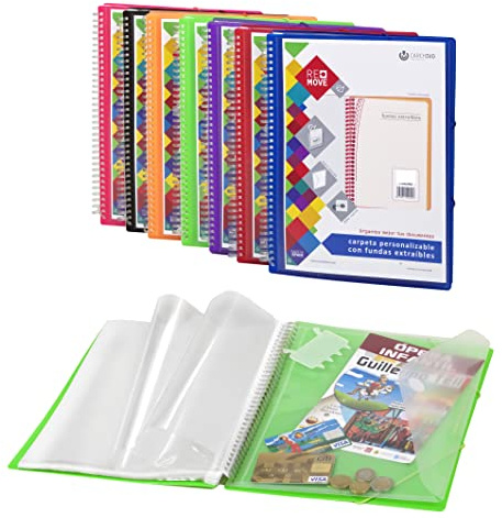 Carchivo - Carpeta Remove personalizable de 30 fundas extraíbles, color azul