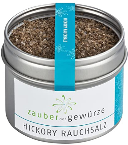 Zauber der Gewürze Hickory Rauchsalz - geräuchertes Salz für Portobello-Pilze, Gemüse, Tofu oder Ei, in Gourmet-Qualität und wiederverschließbarer Aroma-Dose, 110 g