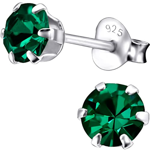 EYS JEWELRY Ohrringe Silber 925 für Damen - 5 mm Zirkonia - runde Kristall Ohrstecker
