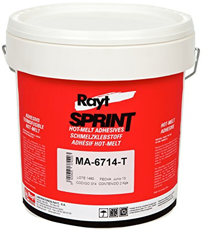Rayt 374-20 Sprint Adhesivo termofusible Hot-Melt transparente para encolado de cantos. Alta adhesividad, indicado para poliéster, melamina, chapa de madera y PVC/ABS, 2 kg