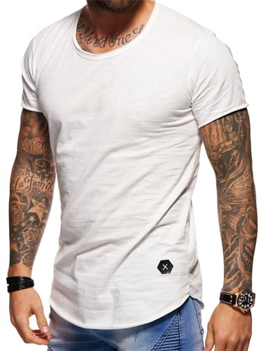 behype. Herren Oversize Kurzarm Basic T-Shirt Rundhals O-Neck 20-1730 Weiß S
