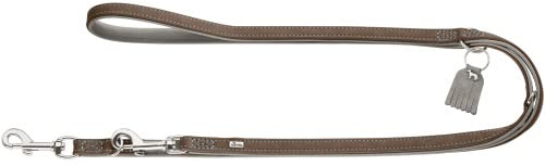 HUNTER LUCCA Verstellbare Hundeführleine, Leder, weich, robust, modern, 2,0 x 200 cm, walnuss/grau