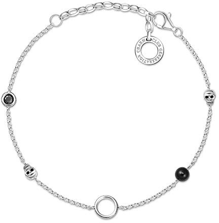 THOMAS SABO Charm-Armband Farbige Steine 925er Sterlingsilber, Geschwärzt