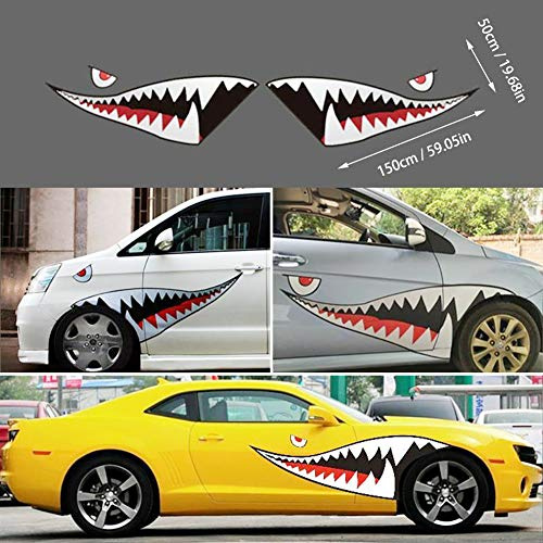 PoeHXtyy Haifisch-Zahn-Mund-Abziehbilder-Aufkleber für Fischerboot-Kanu-Auto-LKW-Kajak-Grafik-Zusätze