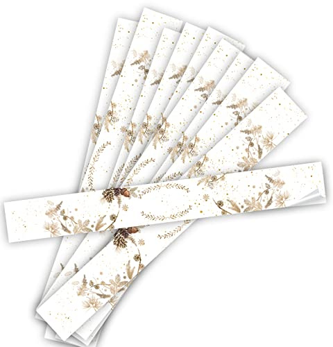 25 weihnachtliche Aufkleber braun weiß Text Weihnachtsaufkleber zum Beschriften 5 x 42 cm für Versandkartons Verpackung hochwertige Qualität Logbuch-Verlag