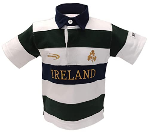 Lansdowne Ireland Kinder Rugbyshirt, halblanger Ärmel, Weiß/goldfarben, Alter 9/10 Jahre