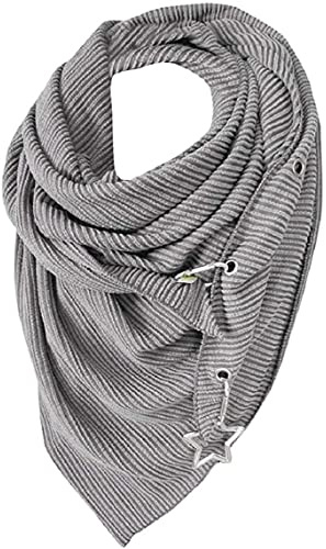 heekpek Damen Schals Warmer Dreieckschal mit Button Winterschals Retro Damen Wickelschal Lässige Herbstschal Winterschal Halstücher übergroßer Weich Scarf Poncho (Grau D)