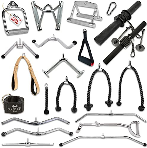 C.P.Sports Griffe für Seilzüge, Kabelzüge, Latzugstange, Rudergriff, Bizeps Trizeps Stange, Trizeps Seil, SZ Stange, Karabiner, Einhandgriff, Unterarmtrainer, Griffset