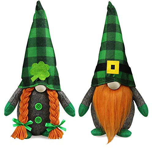 Tifeson St Patricks Day Decorations St Patrick's Day Gnomes Plush - Mr and Mrs Green St Patricks Gnomes Decorations for Home Leprechaun Decoration- Saint Patricks Day Irish Decoration Table Decor
