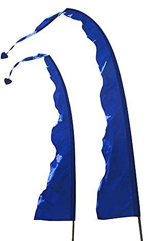 DEKOVALENZ - Balifahne WAVE, Stoff ohne Stange, versch. Farben+Längen, Fahnenlänge:3 Meter, Farbe:blau