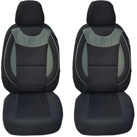 BREMER SITZBEZÜGE Maß Auto Schonbezüge kompatibel mit FIAT Panda Typ 312/319 Fahrer & Beifahrer Set ab 2011 / Auto Sitzbezüge Schonbezug Set Autositzbezüge 2er Pack in Schwarz/Grau