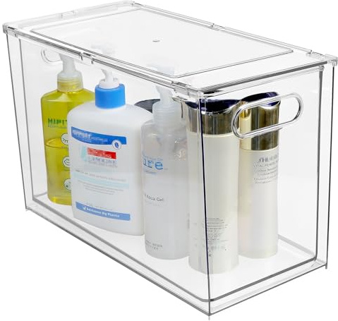 shopwithgreen Refrigerator Organizer and Storage Bins with Pull-out Drawer, Stackable Clear Fridge Drawer Organizer with Handle Design, Plastic Kitchen Pantry Storage Containers, 1Pack, 9.5QT