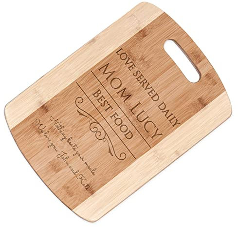 Maverton Cutting Board for Woman - Personalized Bamboo Serving Tray for her - Butcher Block for Ladies - Food Connoisseur - Engraved Chopping Board for Birthday for Mum - MOM