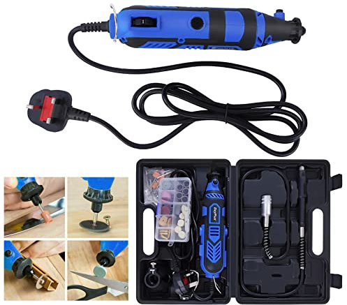 Utensile multifunzione da 135 W, set di 77 accessori, 3 dispositivi di fissaggio, 6 regolazione della velocità, paletta girevole variabile 1000032000RPM per taglio, intaglio, foratura, incisione,