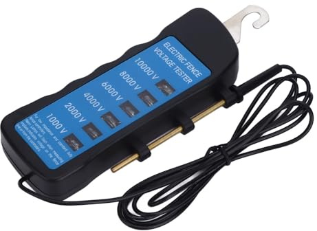Ejoyous Tester per recinzioni, 1000 – 10000 V, 6 livelli, tester di tensione portatile, tester di corrente per aziende agricole, casa, giardino