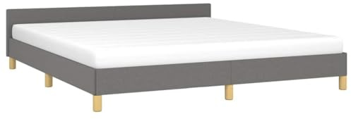 vidaXL Estructura de Cama con Cabecero Matrimonial Somier Tapizado Dormitorio Habitación Muebles Cuarto Descanso Tela Gris Oscuro 160x200 cm
