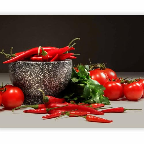 murando - Fototapete Vlies Tomaten und Paprika, 150x116 cm, Schlafzimmer | Full HD Druck, 3D-Effekt, lichtbeständige Farben, ideal fürs Wohn- oder Schlafzimmer, schnelle Montage, lichtbeständig, edel