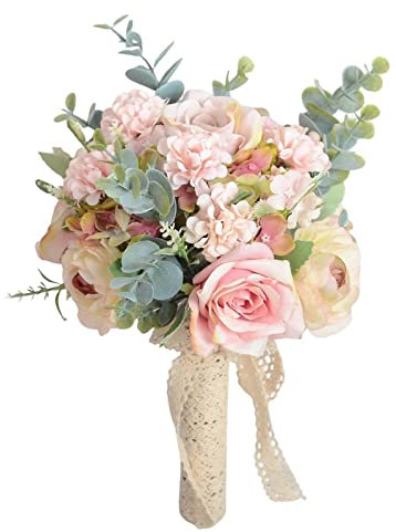 predolo Novia Flores Artificiales Elegante Estilo rústico Ramo Hecho a Mano Flor de Boda para decoración de Despedida de Soltera, Estilo c