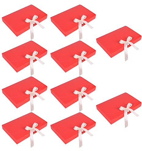 Geschenkbox mit Band 10 Stück Geschenkverpackung Box Kraftpapier Geschenkkarton mit Deckel Boxen Robust Karton Schachteln Hochzeit Pappschachteln Geburtstag Gastgeschenk Geschenkverpackung